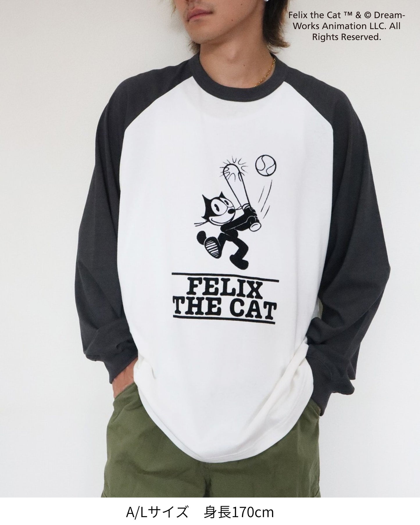 【FELIX THE CAT】ラグランフロッキーロンTee