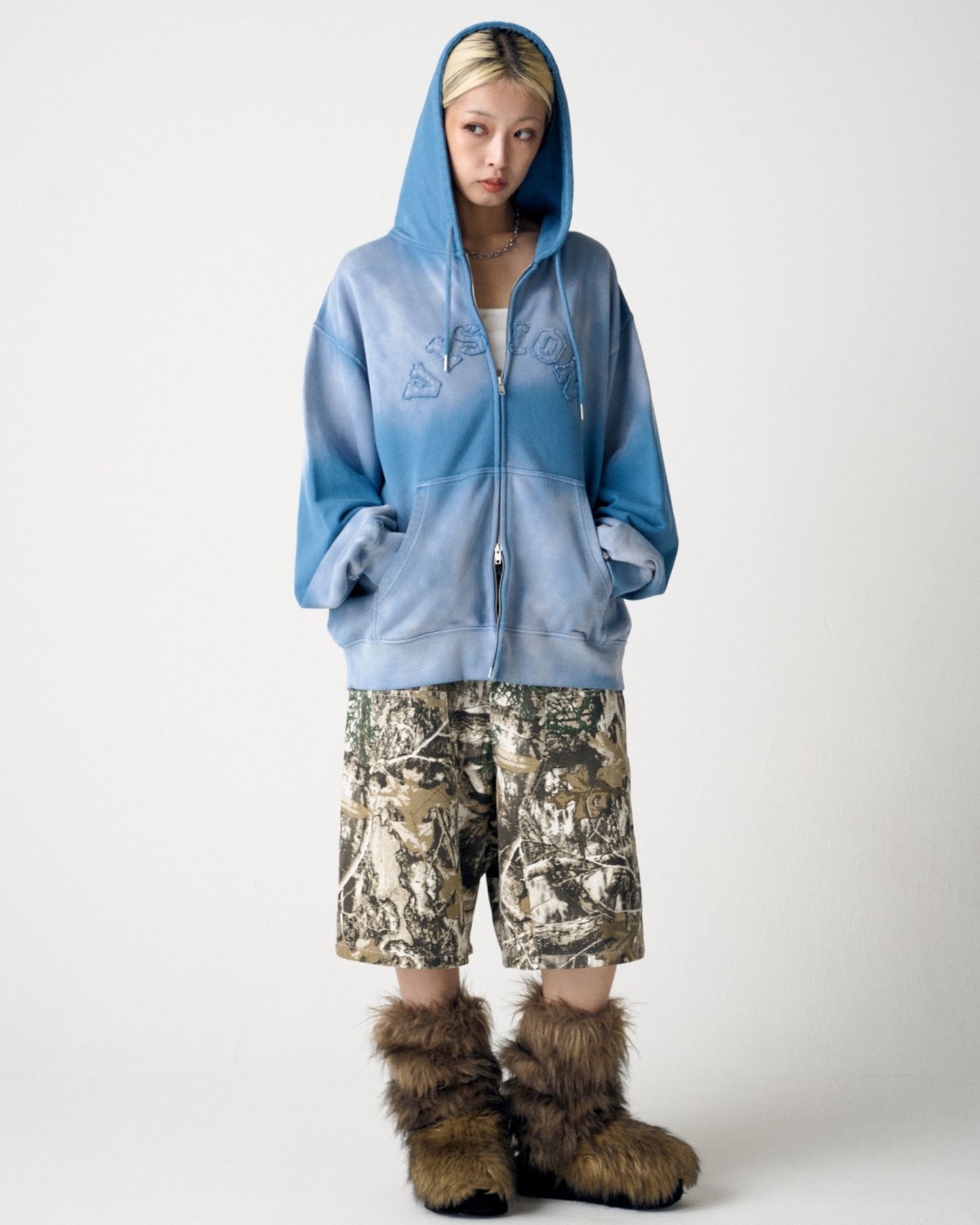 Bleach College ZIP / ブリーチ加工Wジップカレッジパーカー