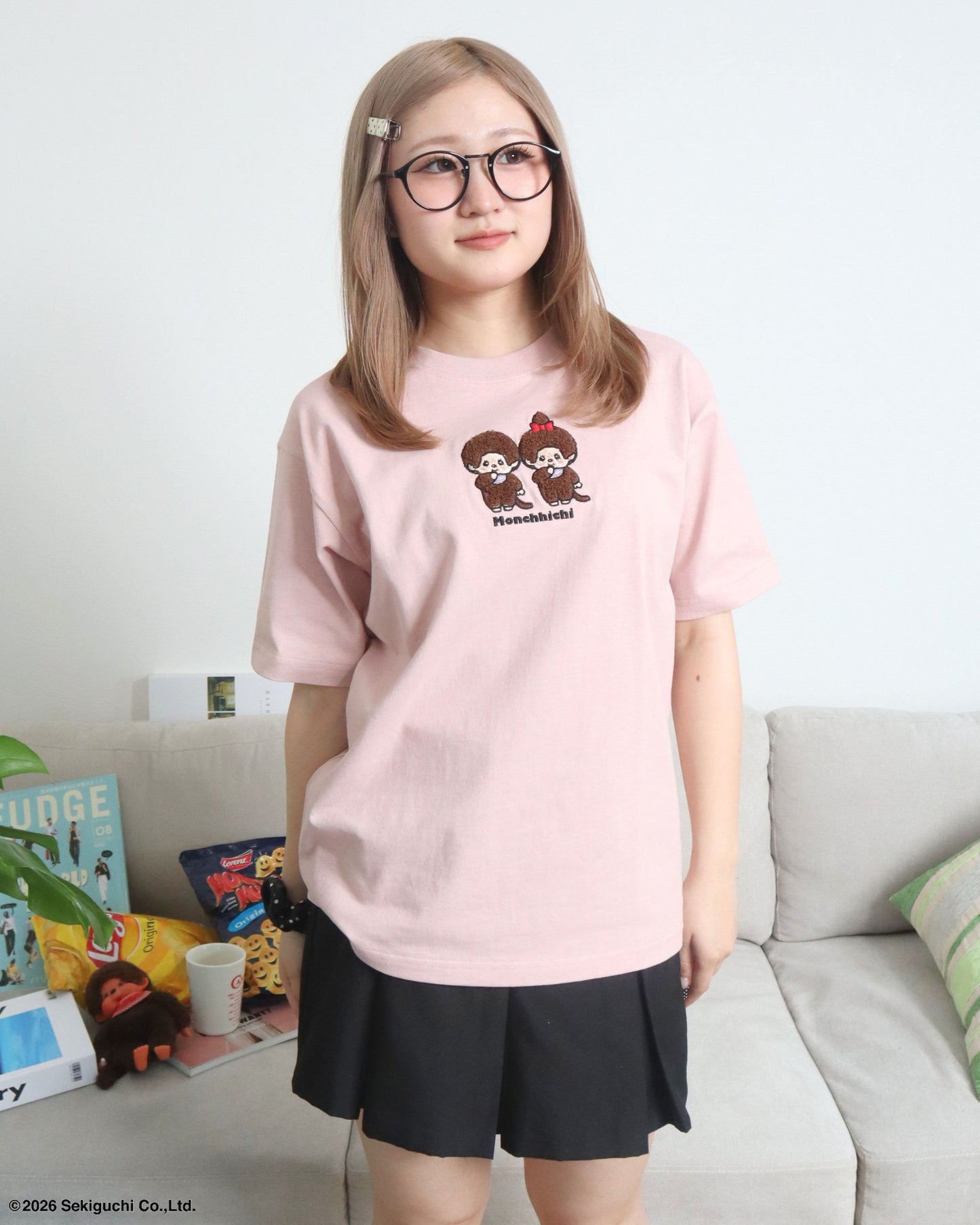 【モンチッチ】刺繍Tシャツ