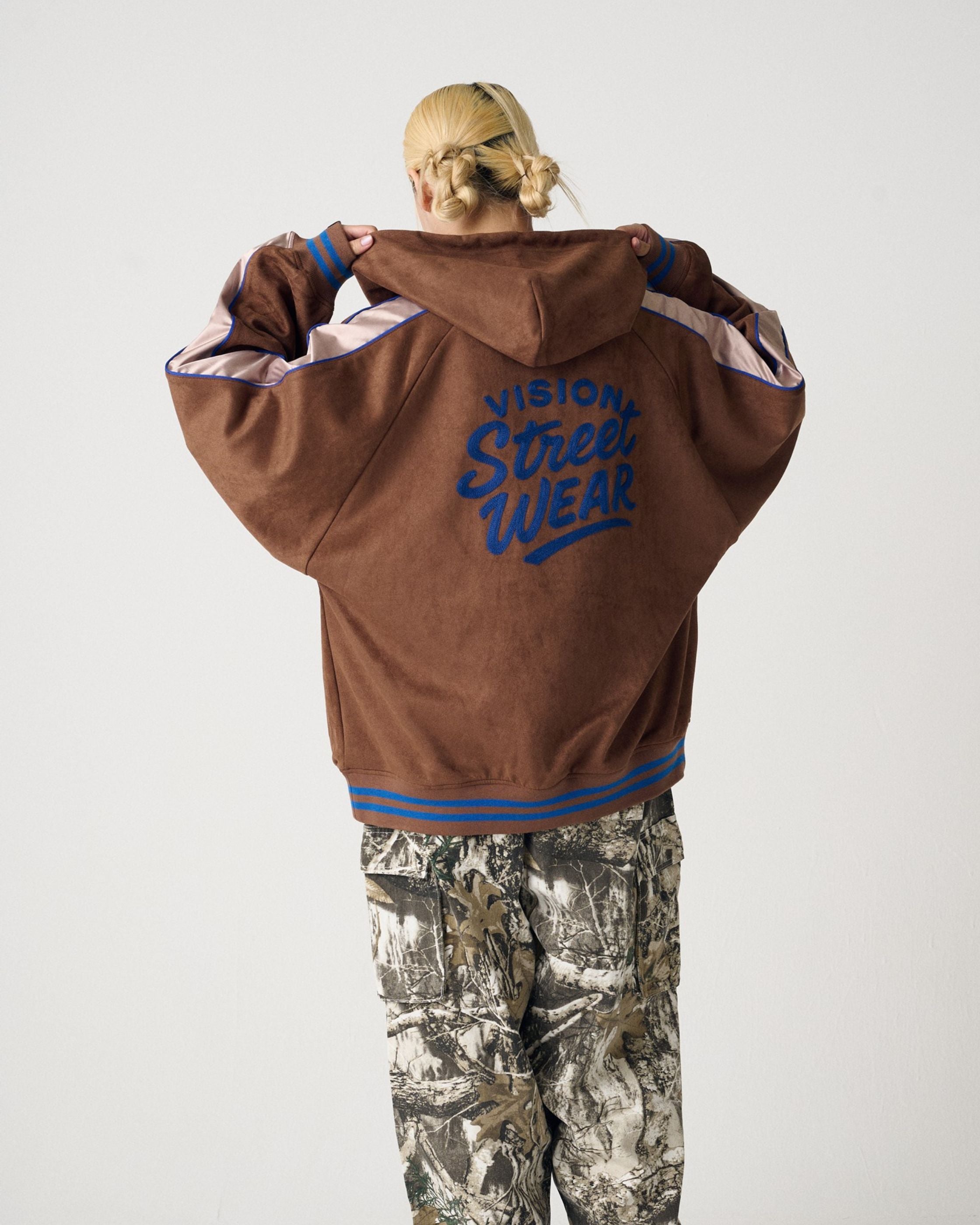 VISION STREET WEAR】Satin Line Jacket / フェイクスウェードZIP
