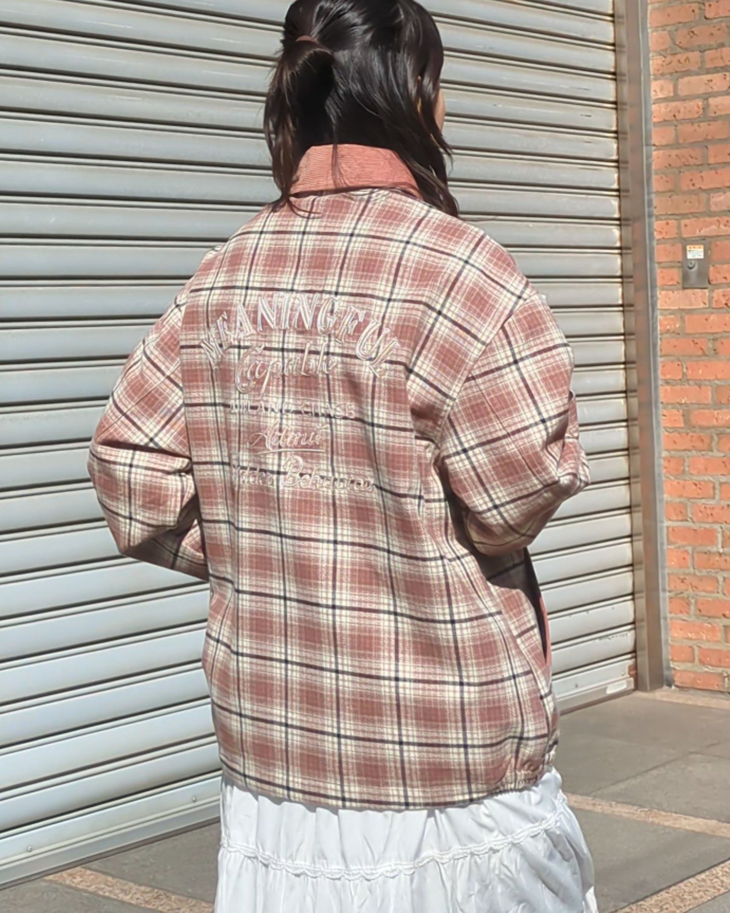 襟コーデュロイ　チェック柄ジャケット