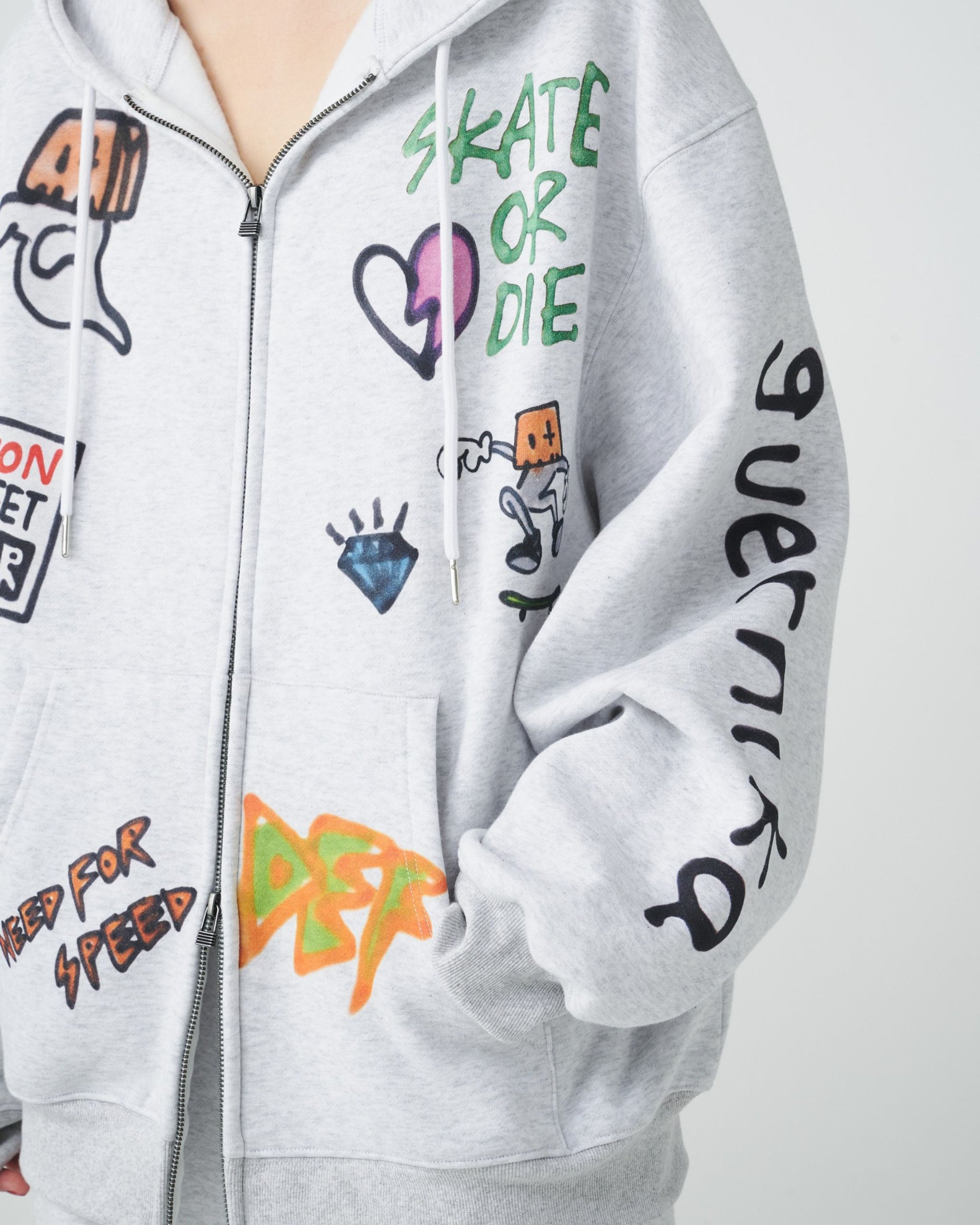 【guernika】All-Print  Zip Hoodie / スプレーアート総柄 Wジップパーカー