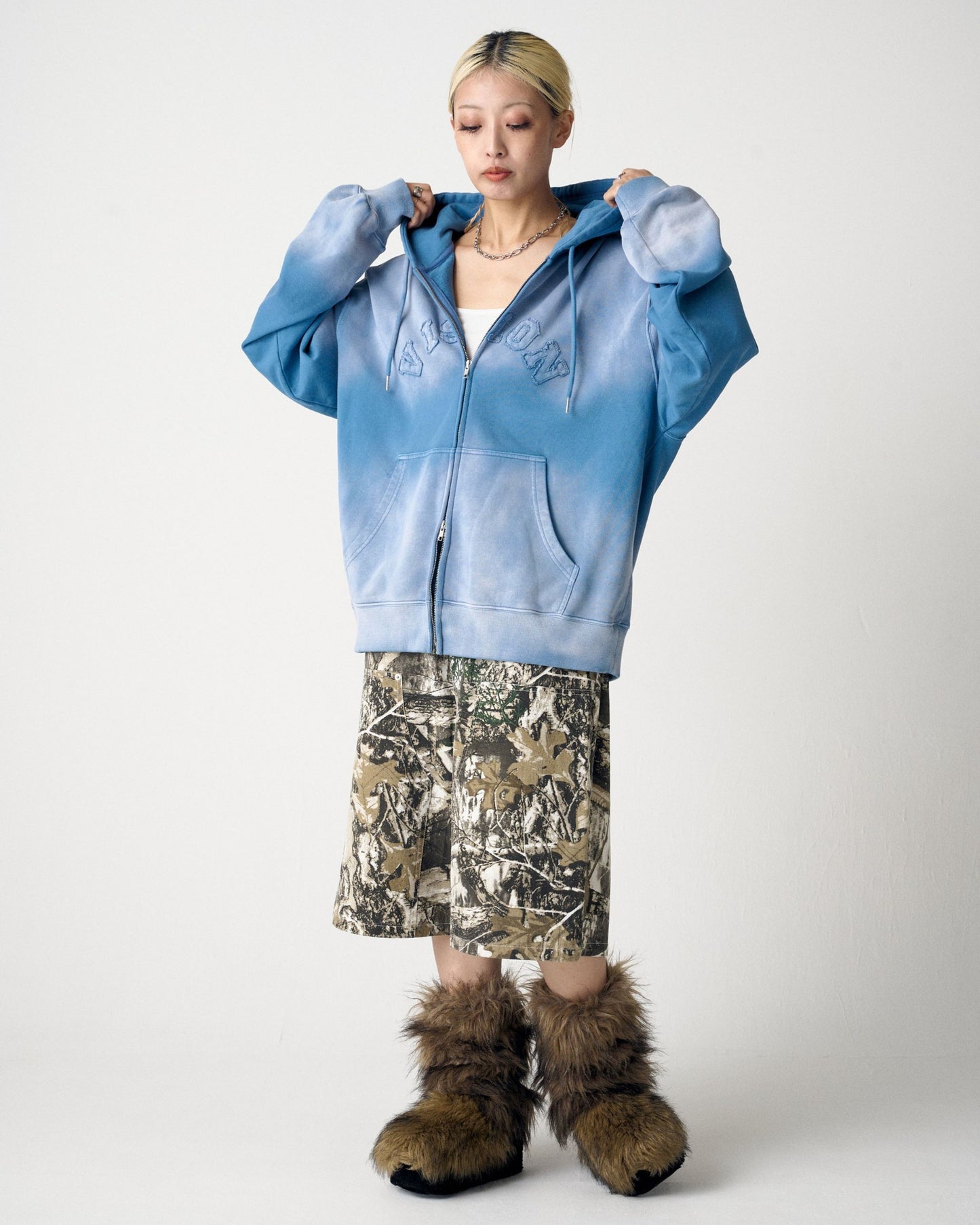 Bleach College ZIP / ブリーチ加工Wジップカレッジパーカー