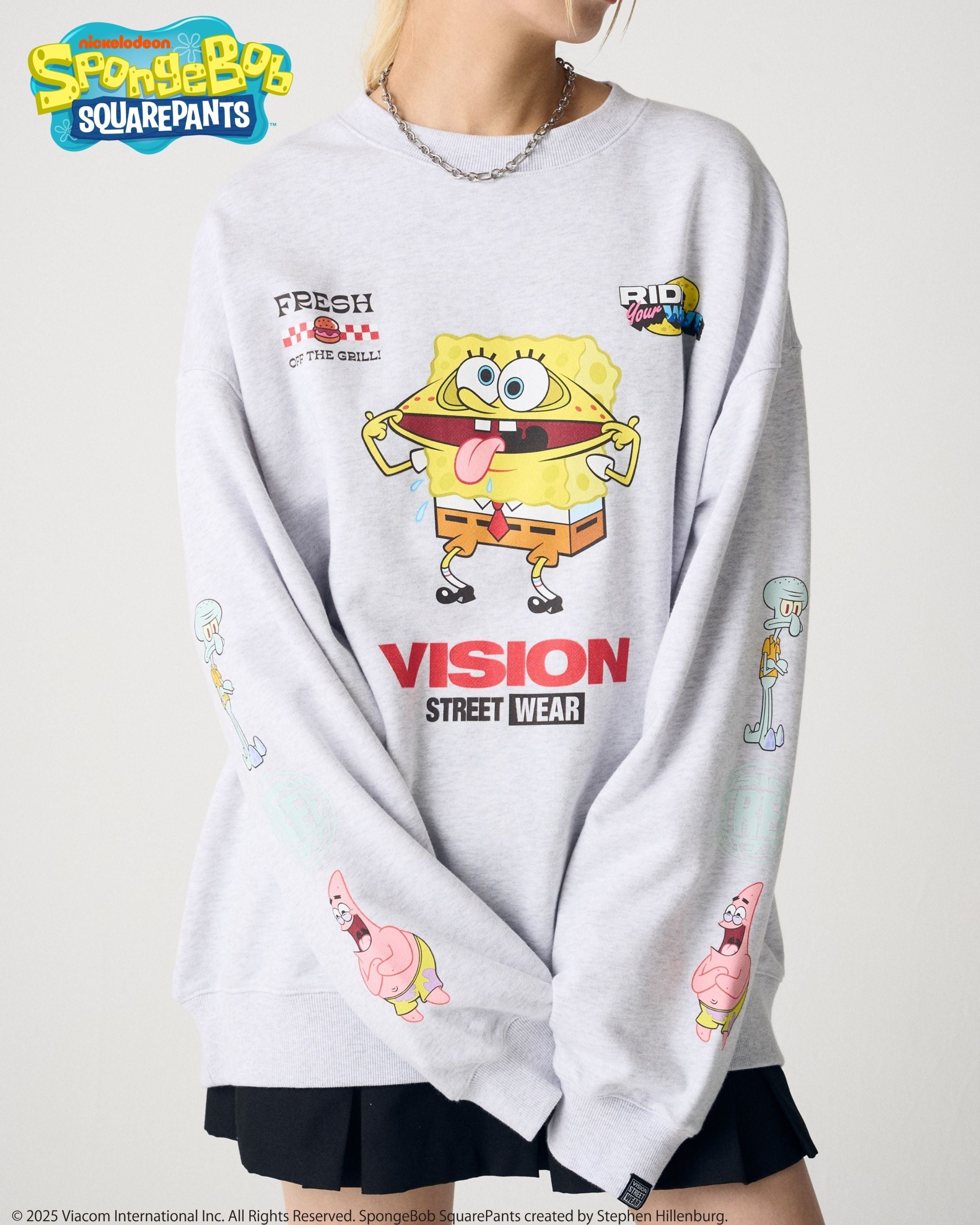 VISION STREET WEAR×スポンジ・ボブ】Racing Sweatshirt / 袖プリント