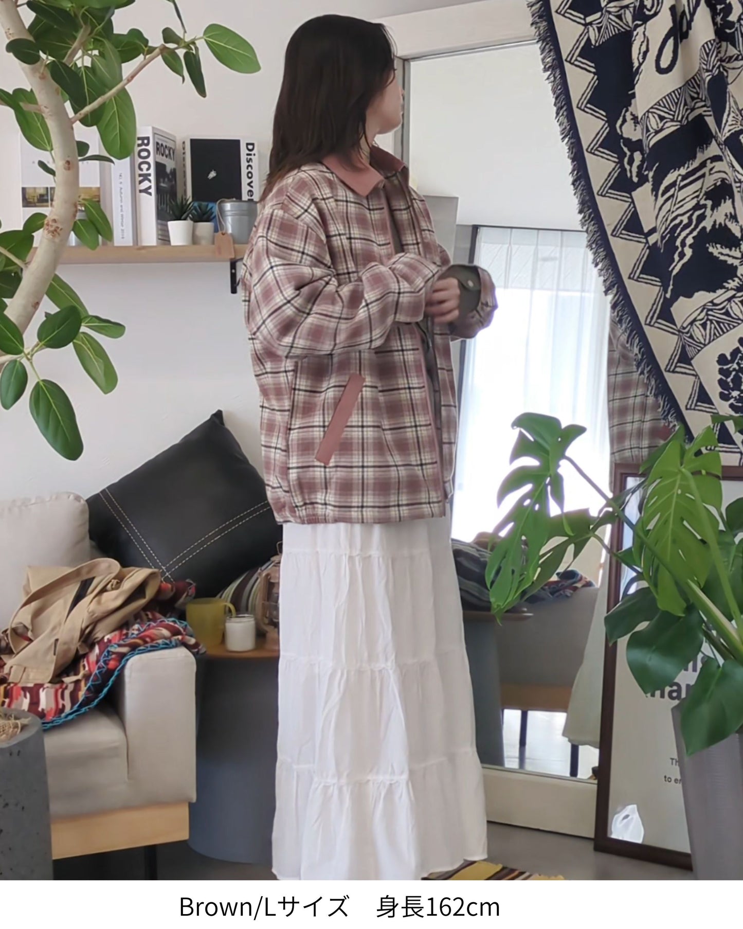 襟コーデュロイ　チェック柄ジャケット