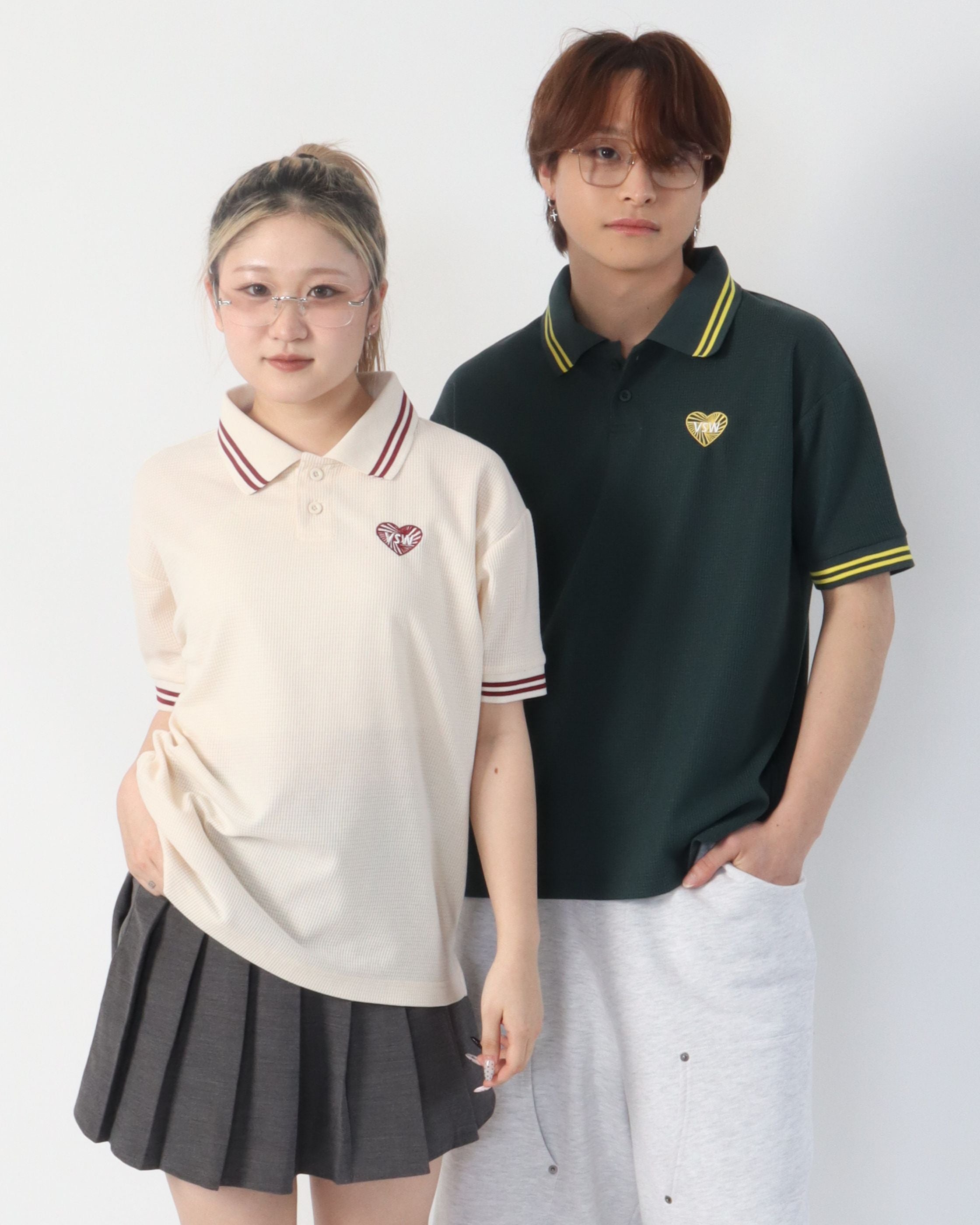 HT waffle Polo Shirt / ハートワッフルポロシャツ – Ha-Li-C STORE