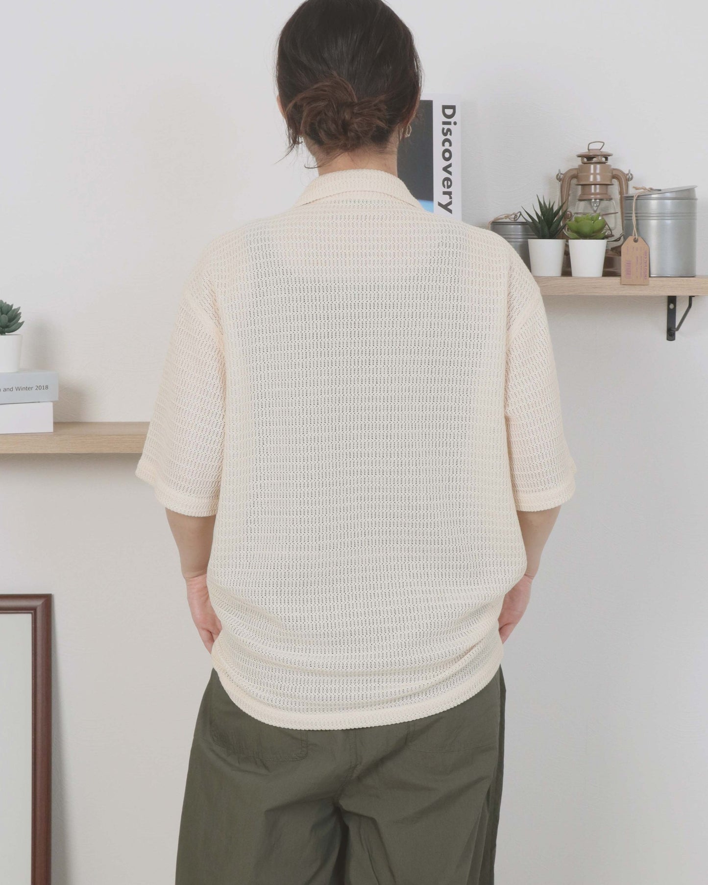 【涼感】ハートボタン レースシャツ