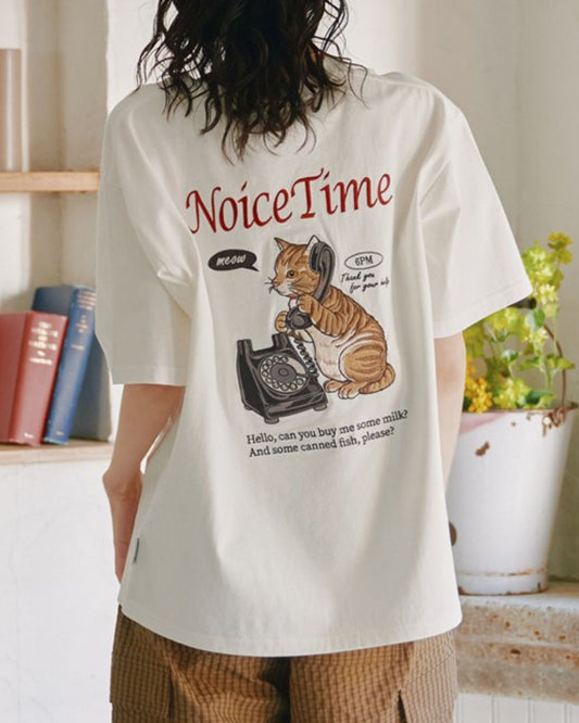 テレフォン ネコ刺繍T