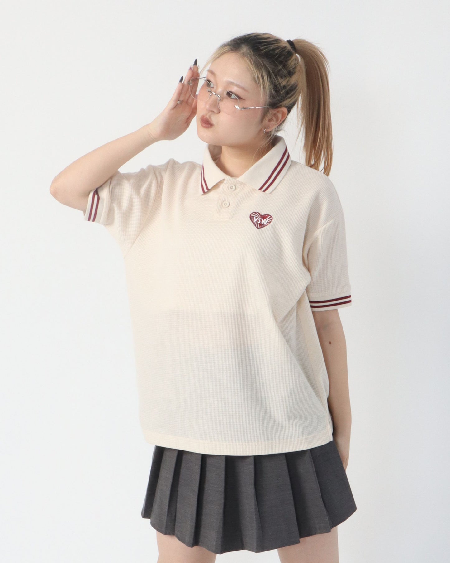HT waffle Polo Shirt / ハートワッフルポロシャツ