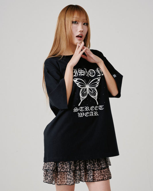 Butterfly Stone Tee / バタフライ　ラインストーンTシャツ