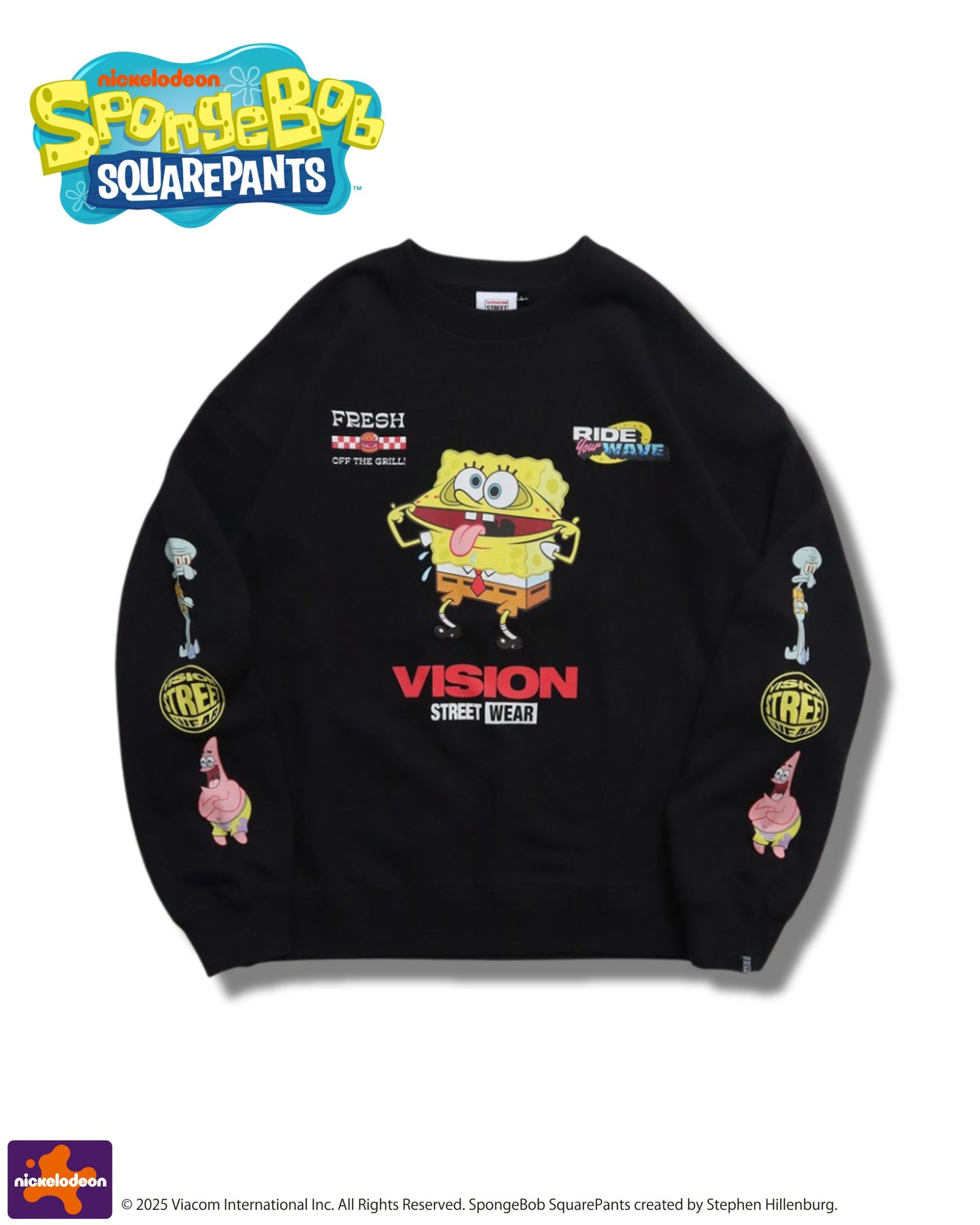 【スポンジ・ボブコラボ】Racing Sweatshirt / 袖プリントコラボスウェット