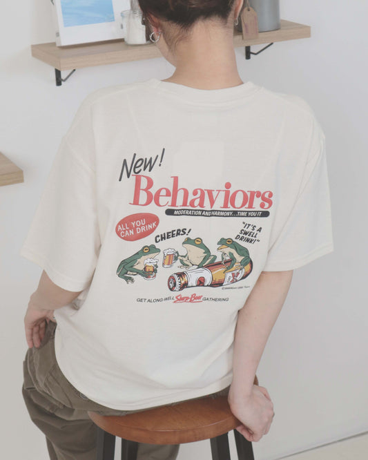 【涼感】梨地発泡プリントT　カエルビール柄