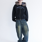 Ponch fur hood zip hoodie / ポンチファーフードZIPパーカー