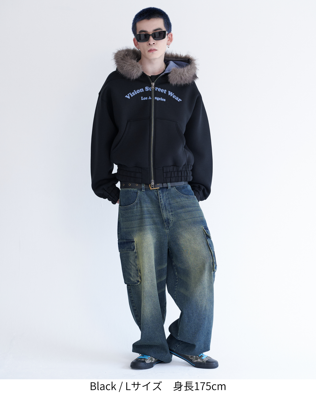 Ponch fur hood zip hoodie / ポンチファーフードZIPパーカー