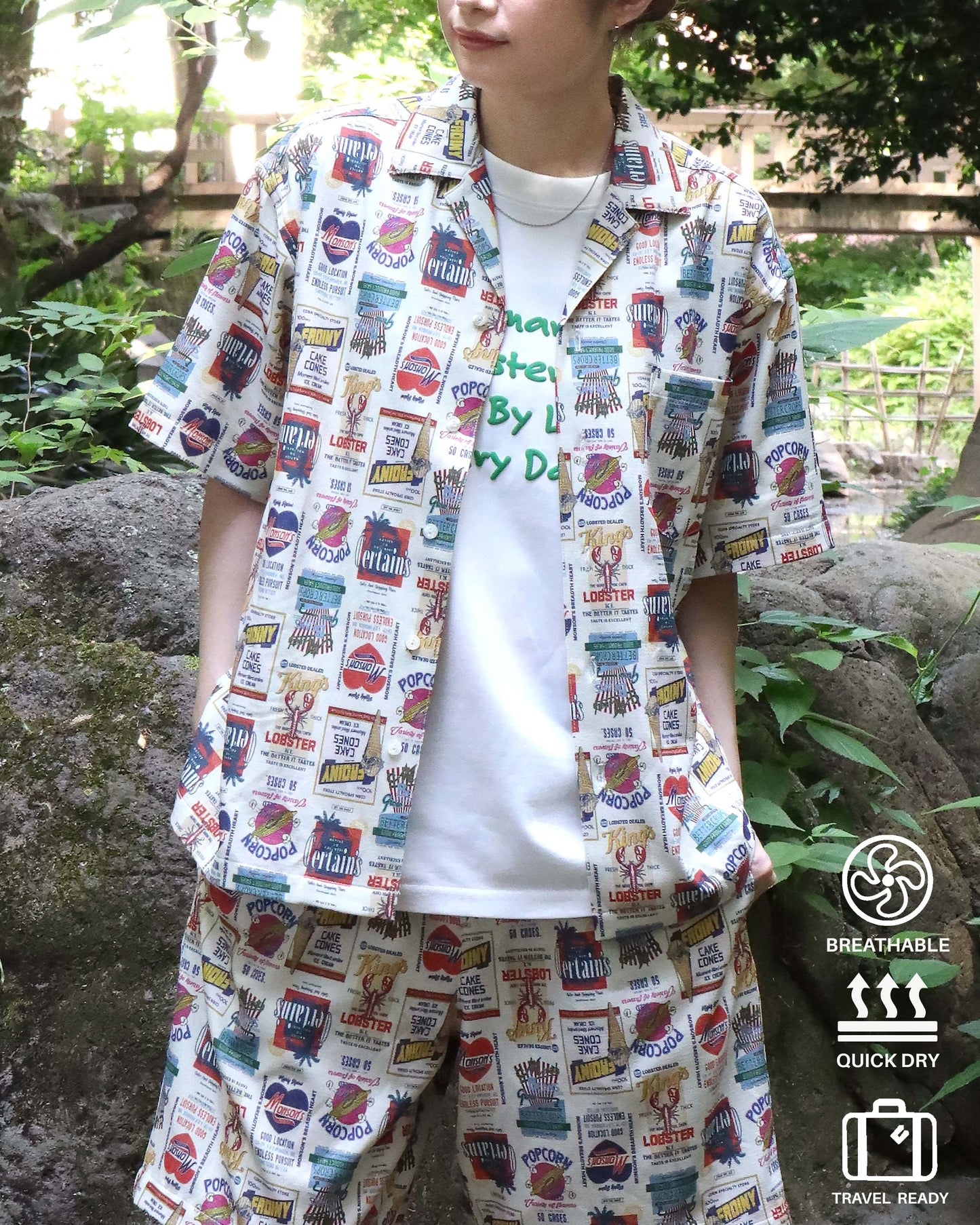 【梨地】総柄シャツ