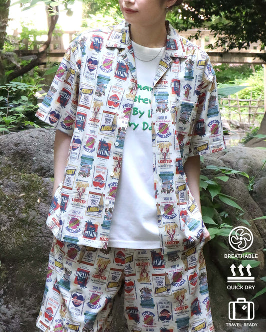 【梨地】総柄シャツ