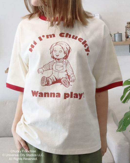 【CHUCKY】チャッキー　クラックプリント　リンガーT