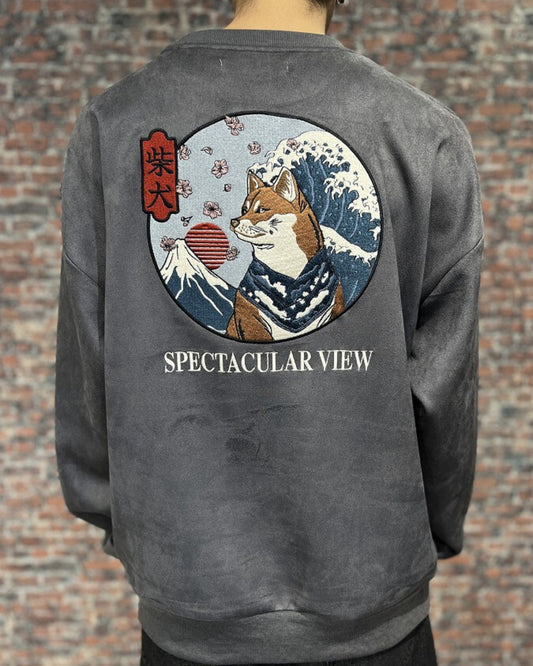 【JapanSeries】SHIBAINU Suede Sweatshirt