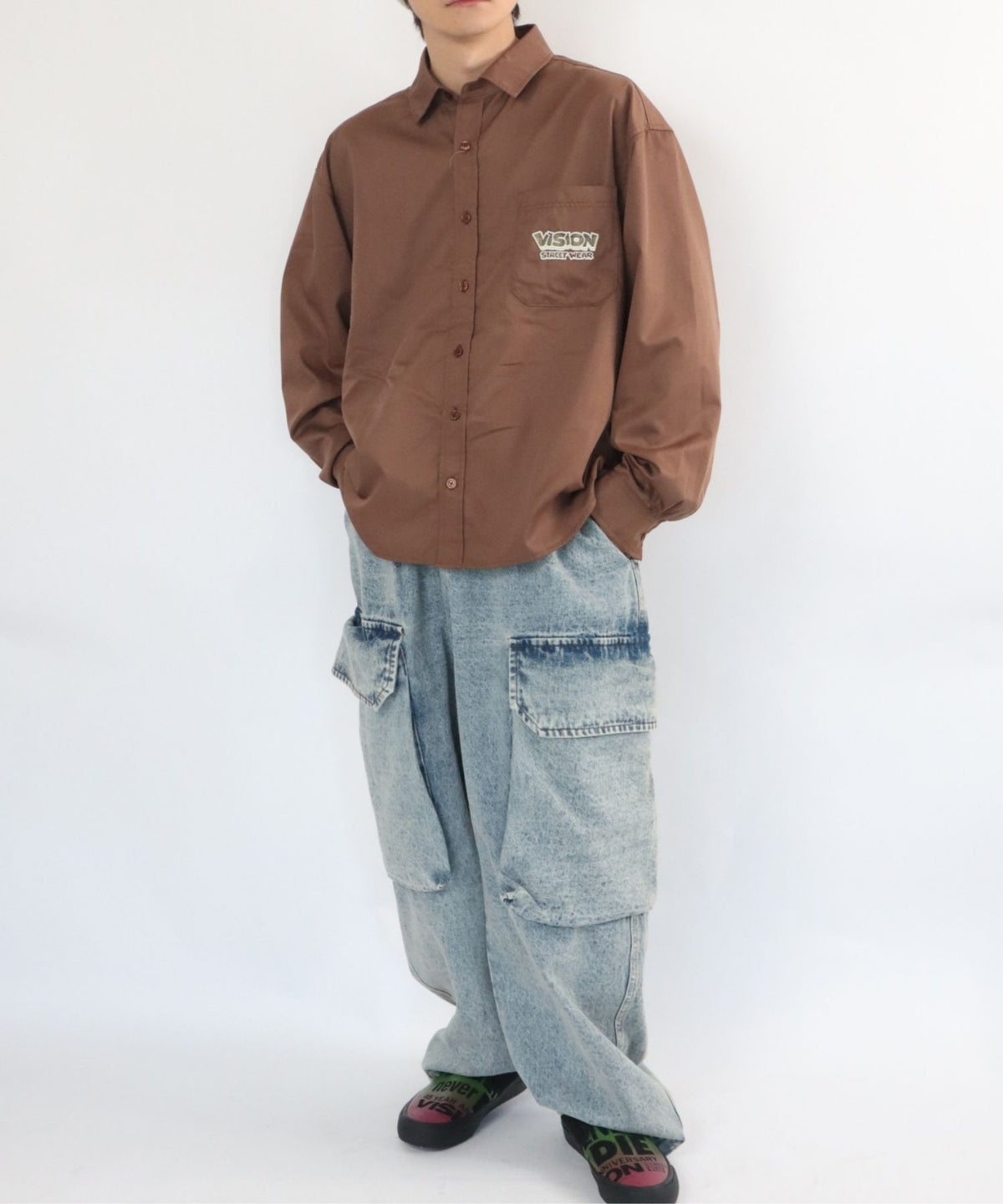 Ghost shirt / 異素材ロゴゴーストシャツ