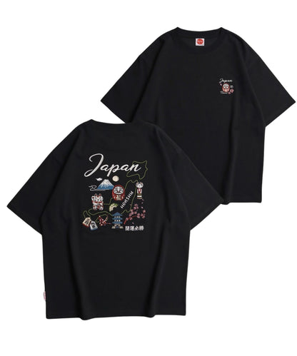 【Japan Series】JAPAN-MAP Tee / 名所マップ刺繍Tシャツ