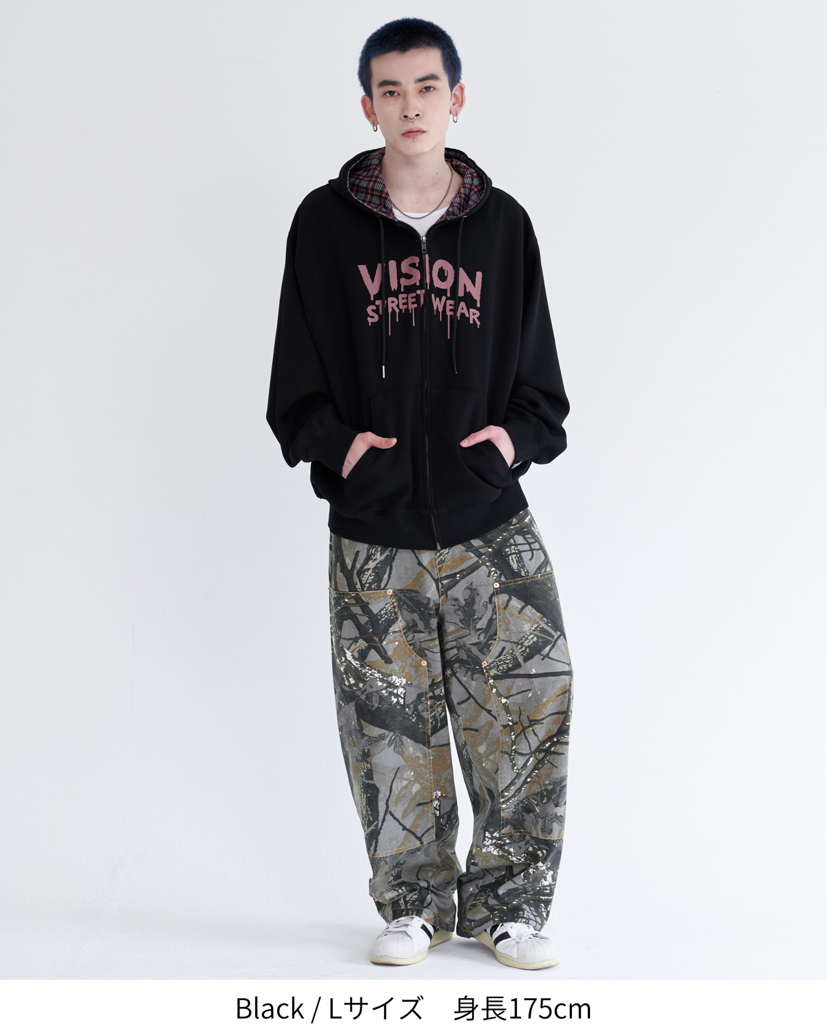 Ghost check hood ZIPPK / ゴーストチェックフードパーカー