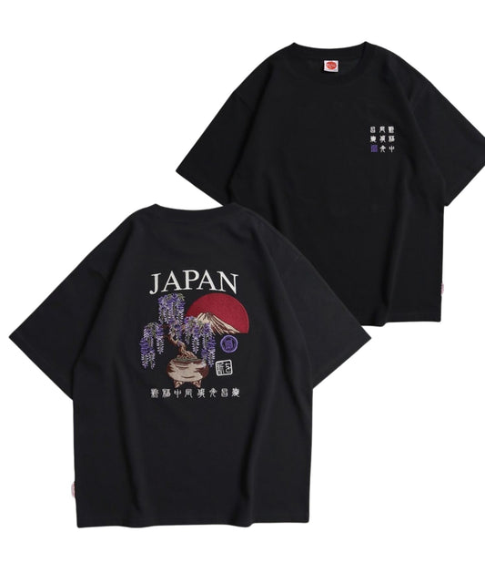【Japan Series】WISTERIA-BONSAI Tee / 藤の花盆栽  刺繍Tシャツ