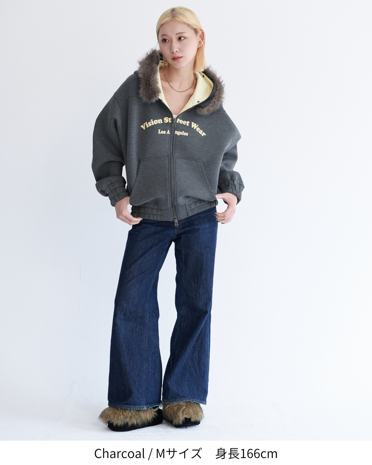 Ponch fur hood zip hoodie / ポンチファーフードZIPパーカー