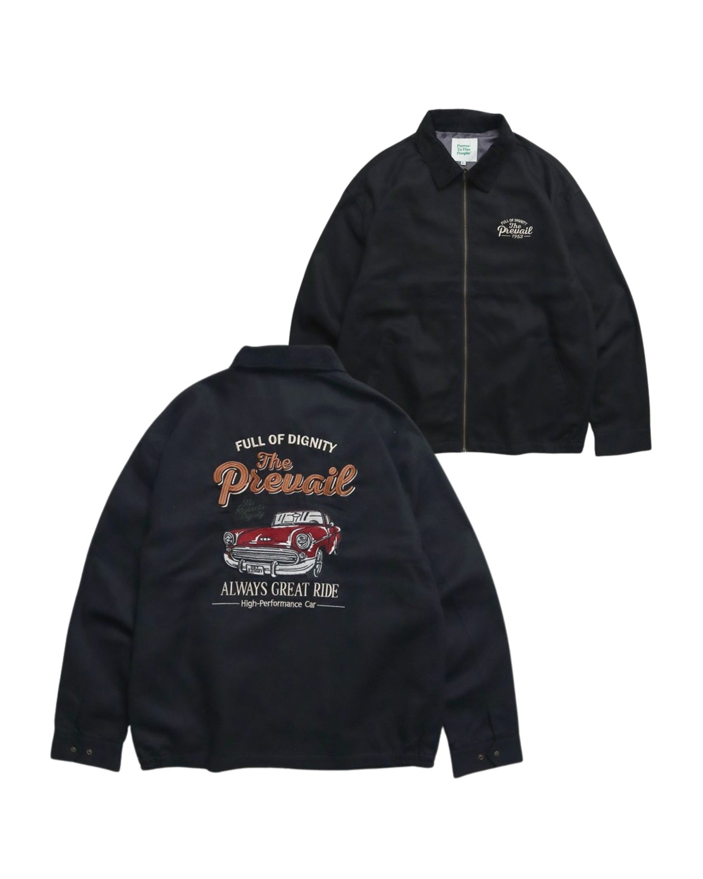 襟コーデュロイ　クラシックカー刺繍ジャケット
