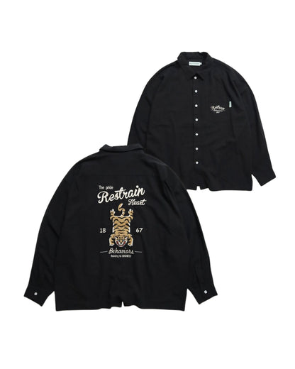 リネンライクシャツ　タイガー柄