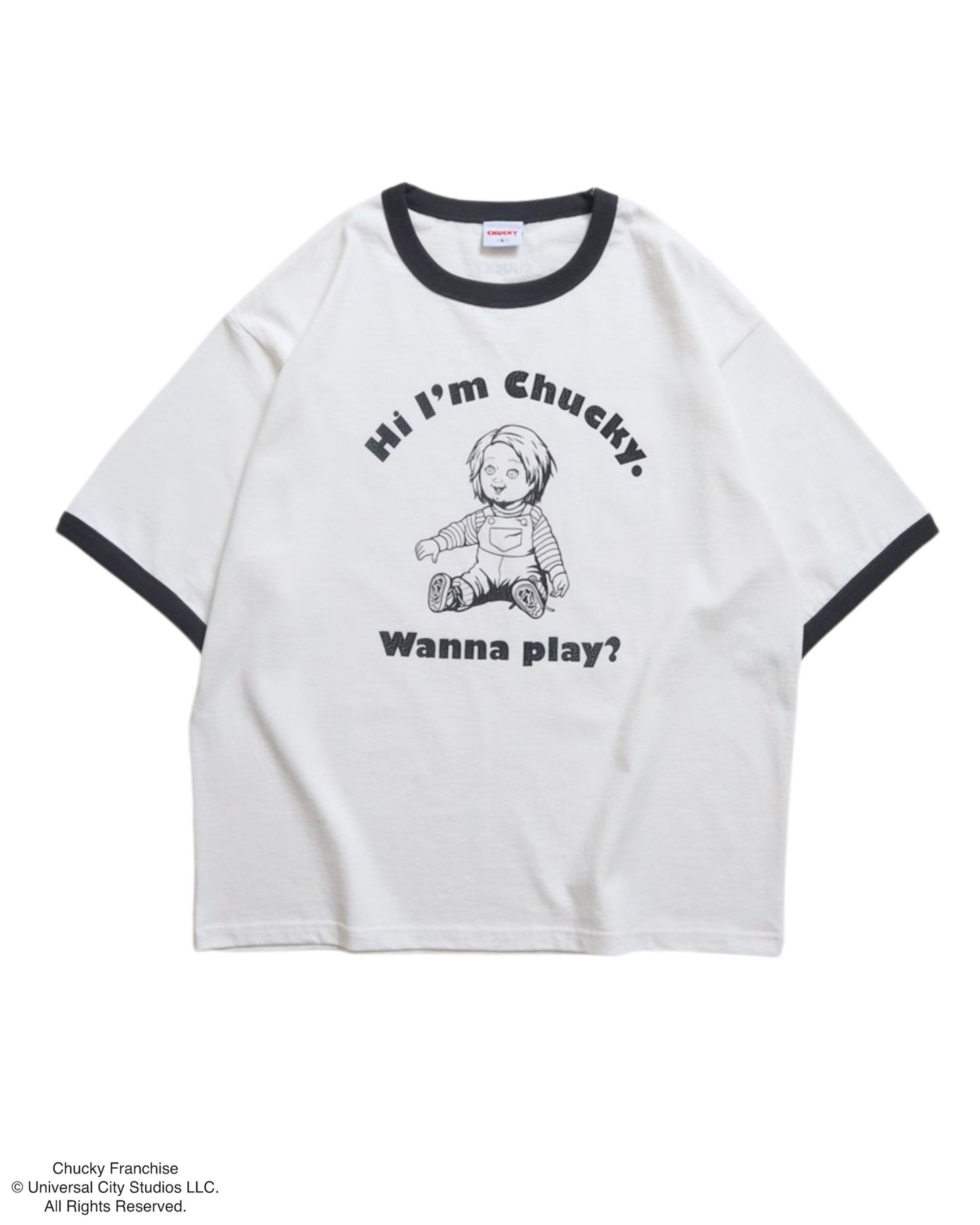 【CHUCKY】チャッキー　クラックプリント　リンガーT