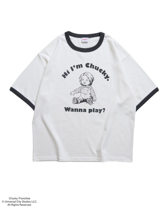 【CHUCKY】チャッキー　クラックプリント　リンガーT