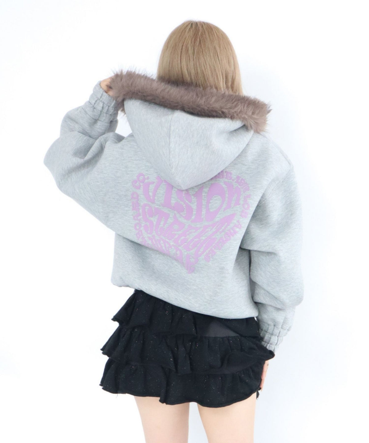 Ponch fur hood zip hoodie / ポンチファーフードZIPパーカー