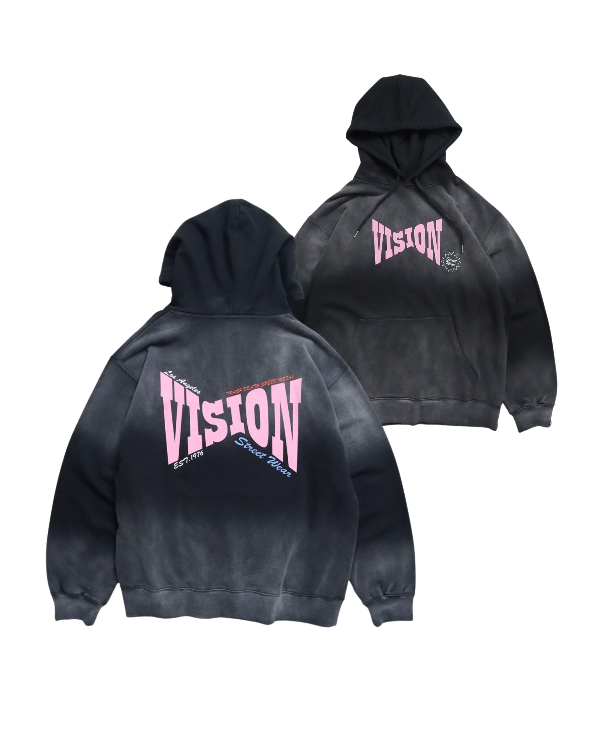 VISION STREET WEAR】Bleach X Logo Hoodie / ヴィンテージ加工BIGロゴ