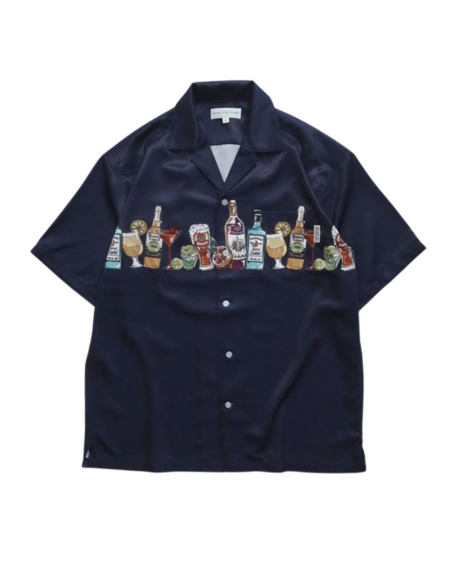 パネルプリント開襟シャツ　アルコール柄