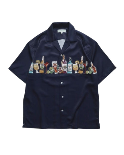 パネルプリント開襟シャツ　アルコール柄