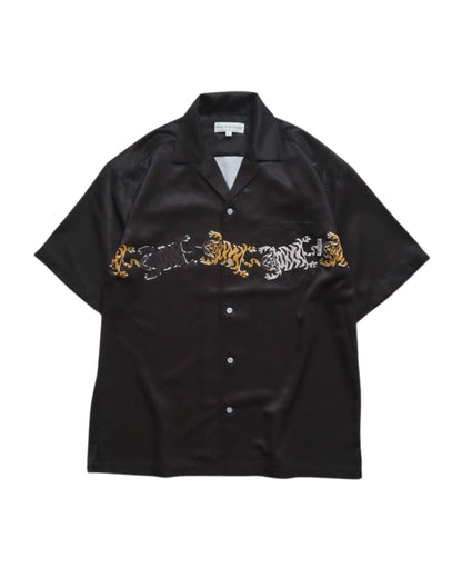 パネルプリント開襟シャツ　タイガー柄