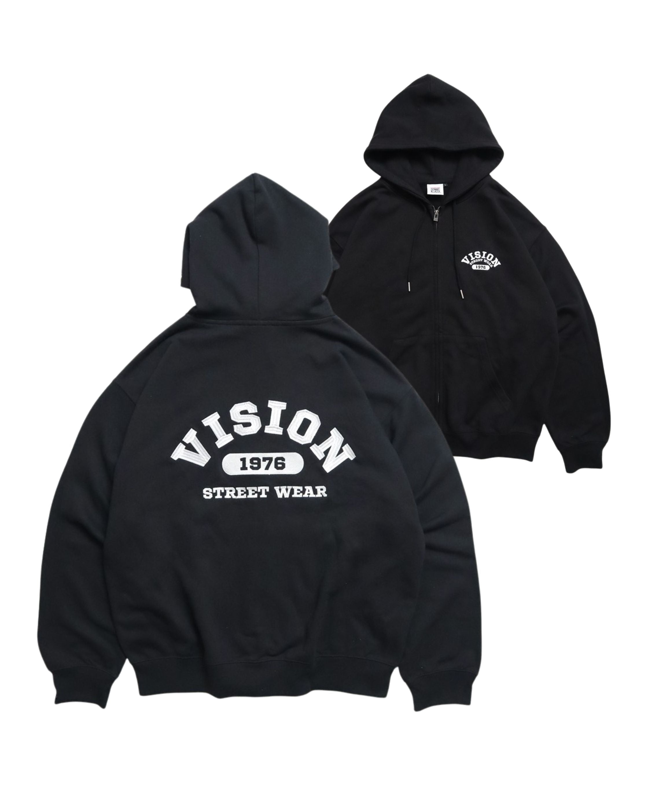 VISION STREET WEAR】College Logo ZIP Hoodie / カレッジ刺繍パーカー