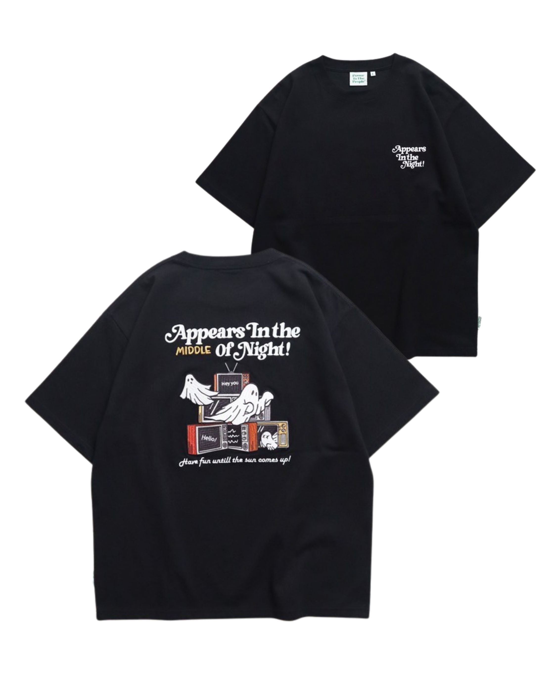 .【美品・人気モデル】バーバリー　センター刺繍ロゴ 定番カラーtシャツ　黒 POWER TO THE PEOPLE】ミッドナイトオバケ刺繍T – Ha-Li-C STORE（ハ