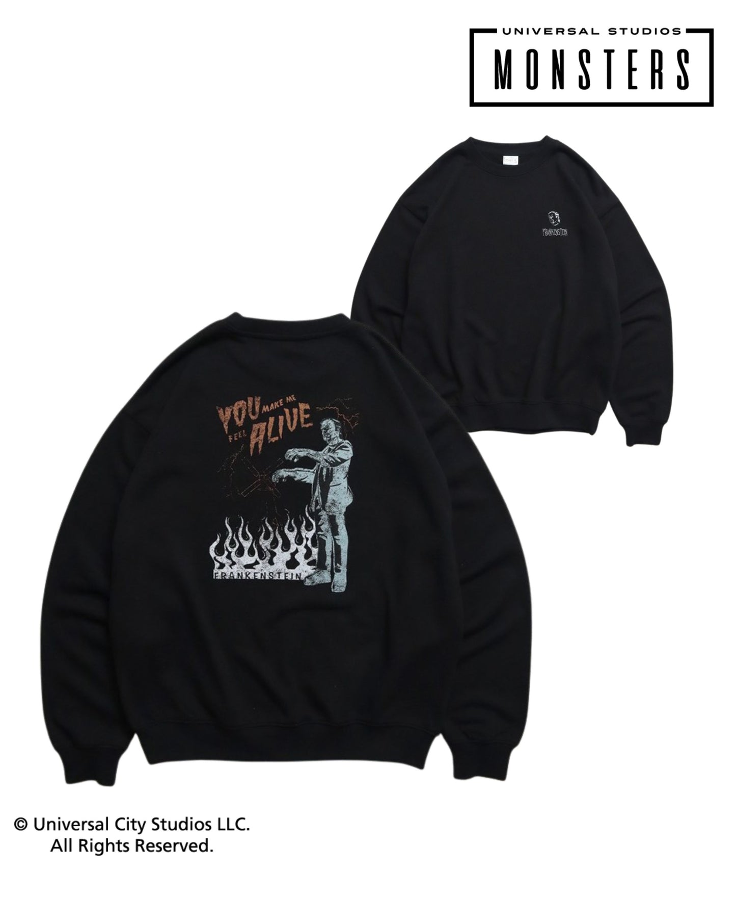 【UNIVERSAL MONSTERS】ポスターイラストスウェット　フランケンシュタイン柄