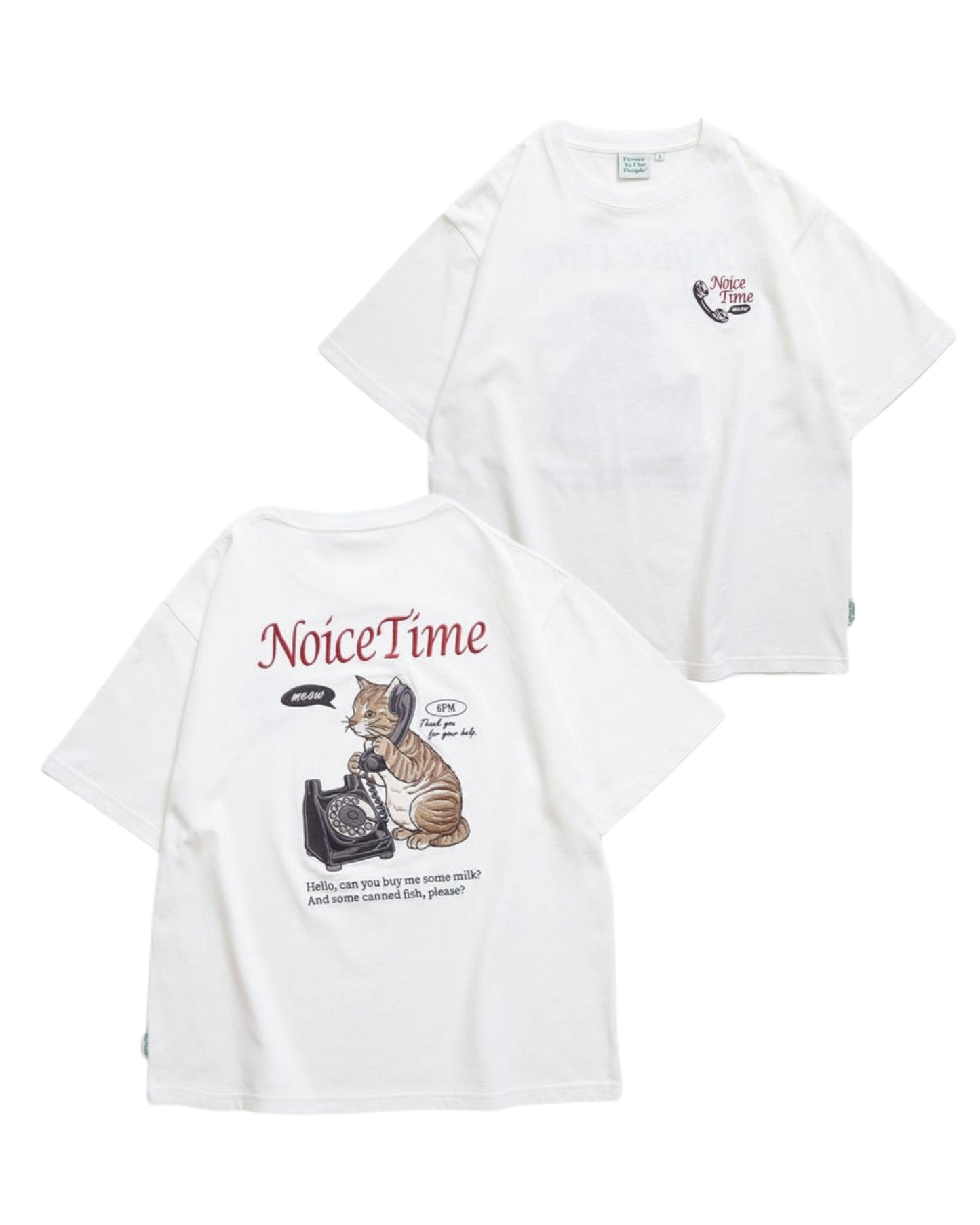 テレフォン ネコ刺繍T