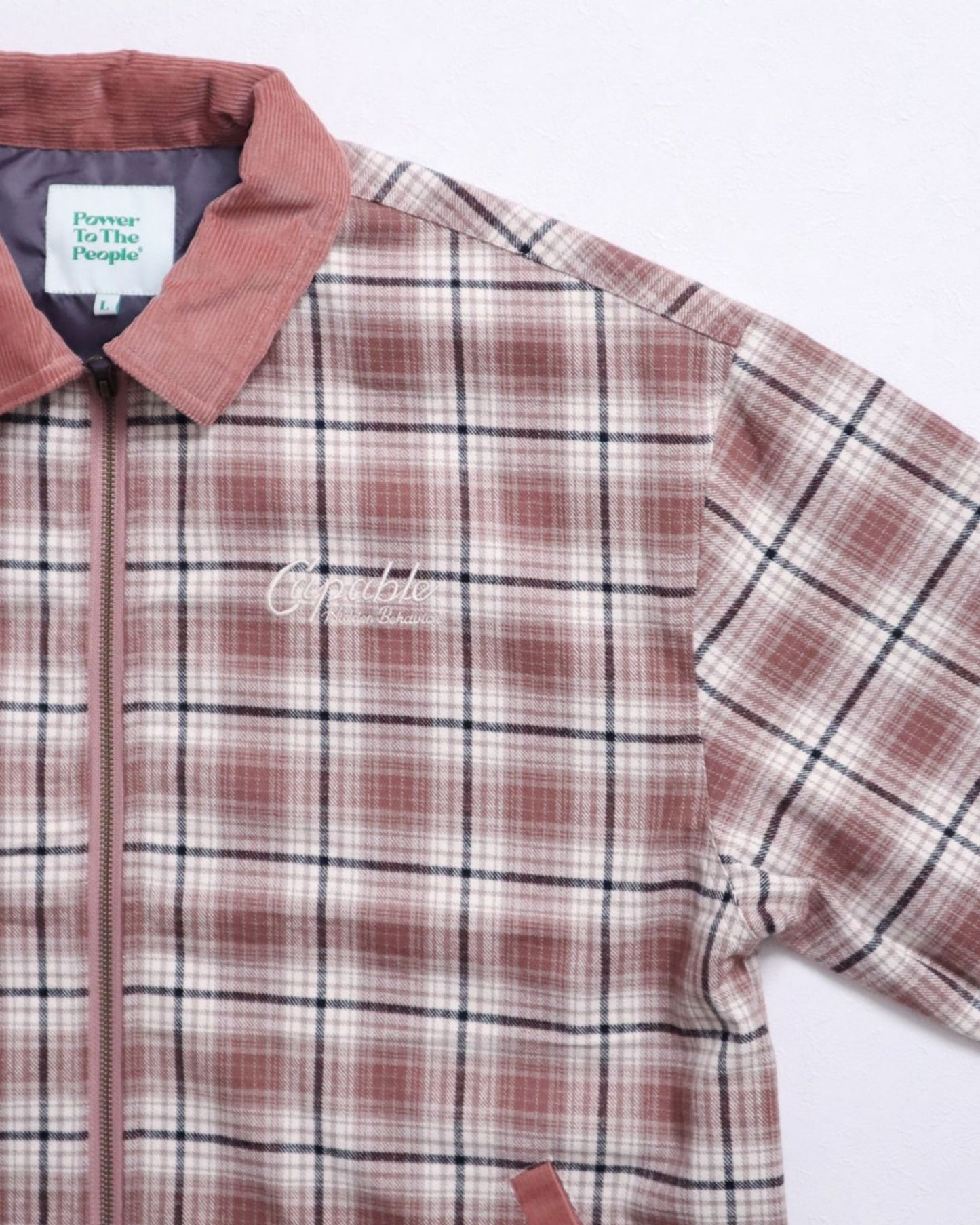 襟コーデュロイ　チェック柄ジャケット