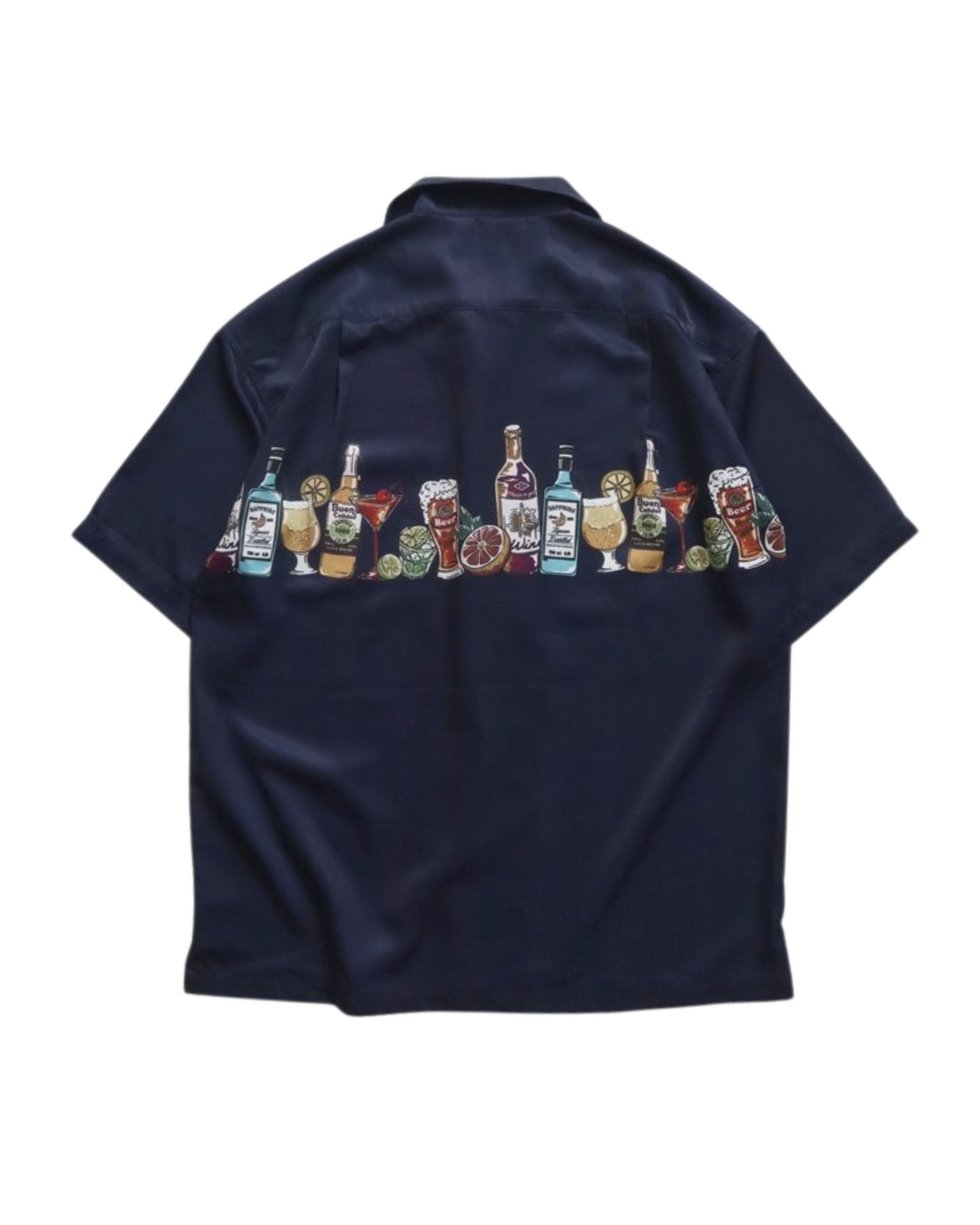 パネルプリント開襟シャツ　アルコール柄