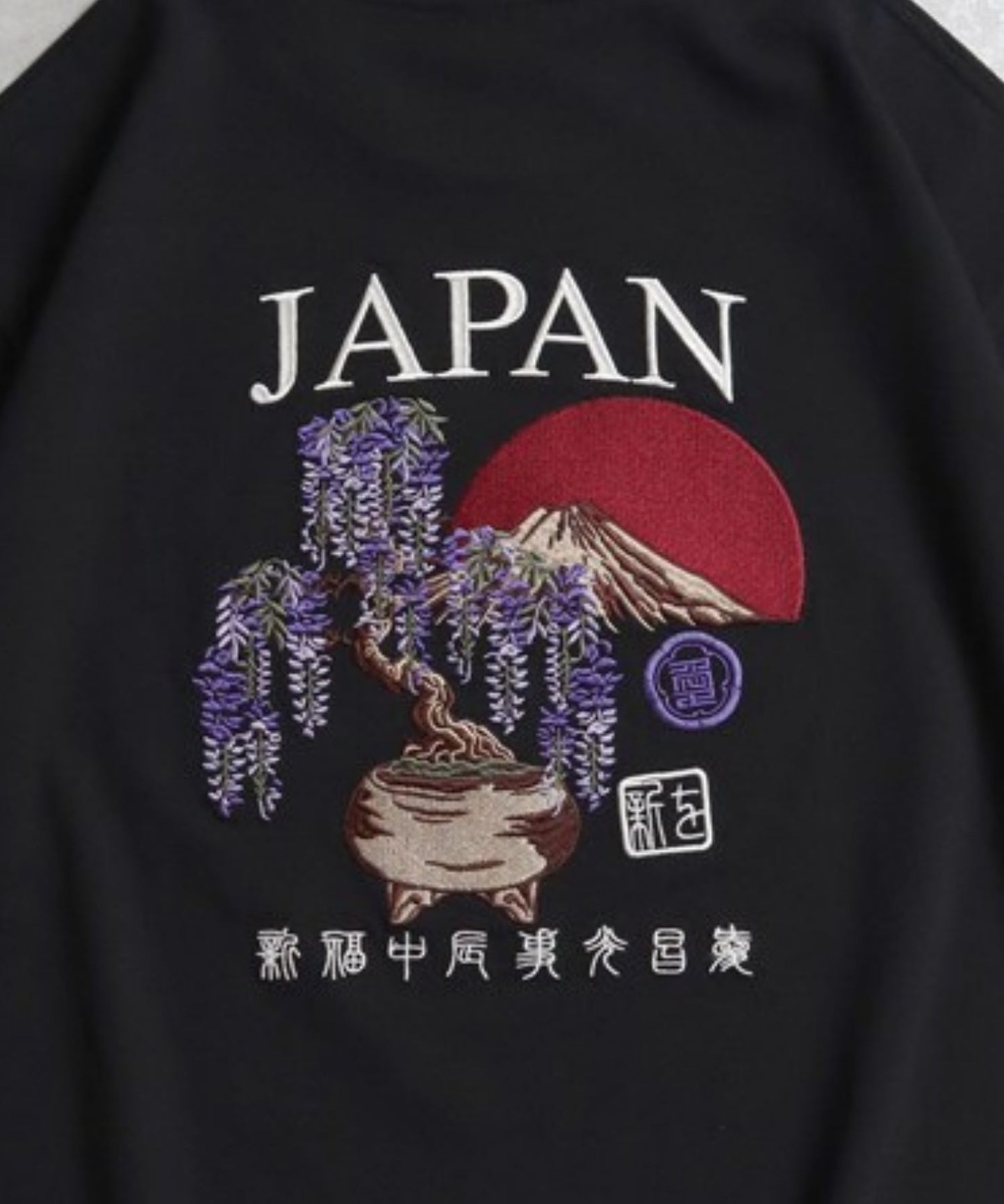 【Japan Series】WISTERIA-BONSAI Tee / 藤の花盆栽  刺繍Tシャツ