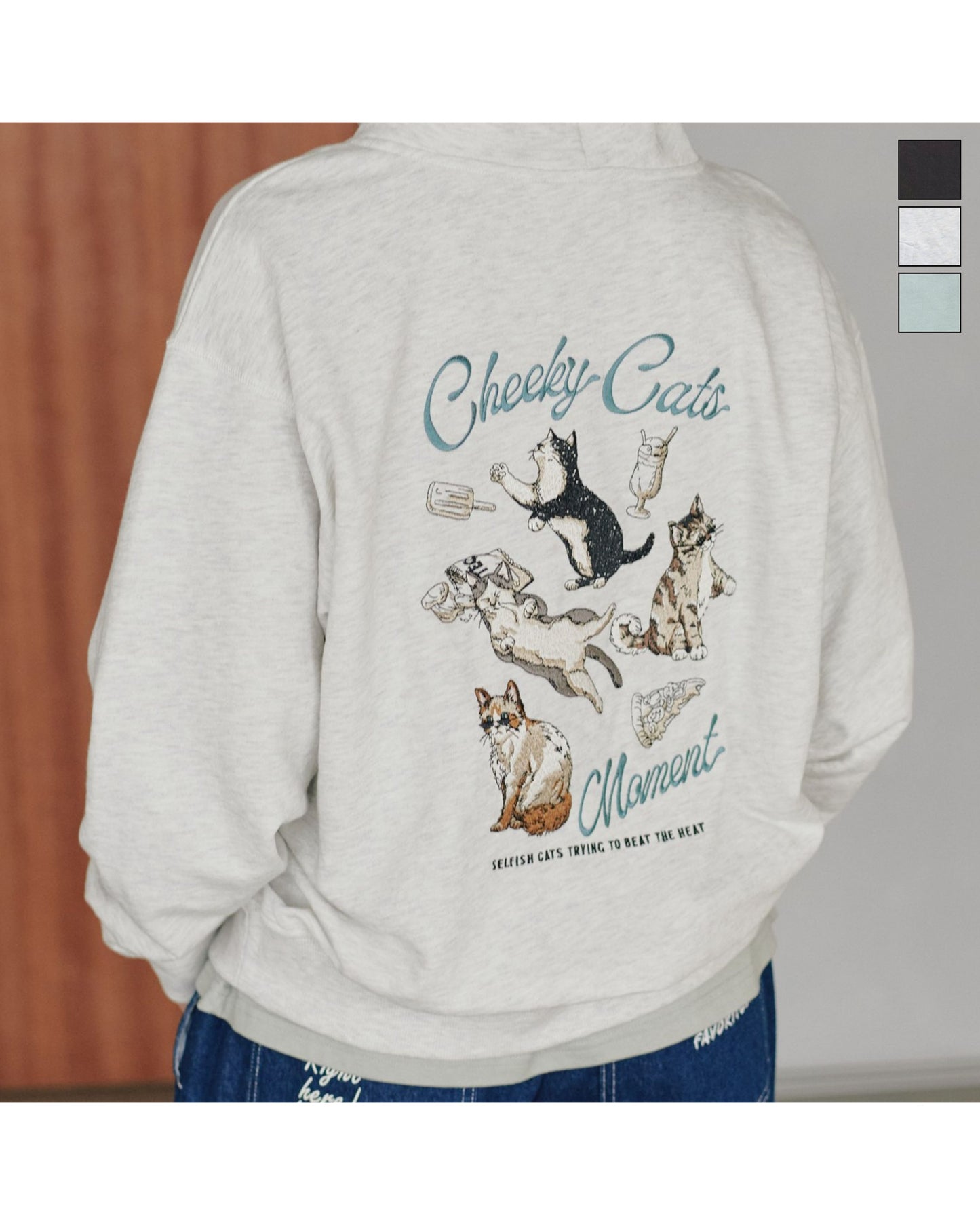 ネコ柄ZIPパーカー