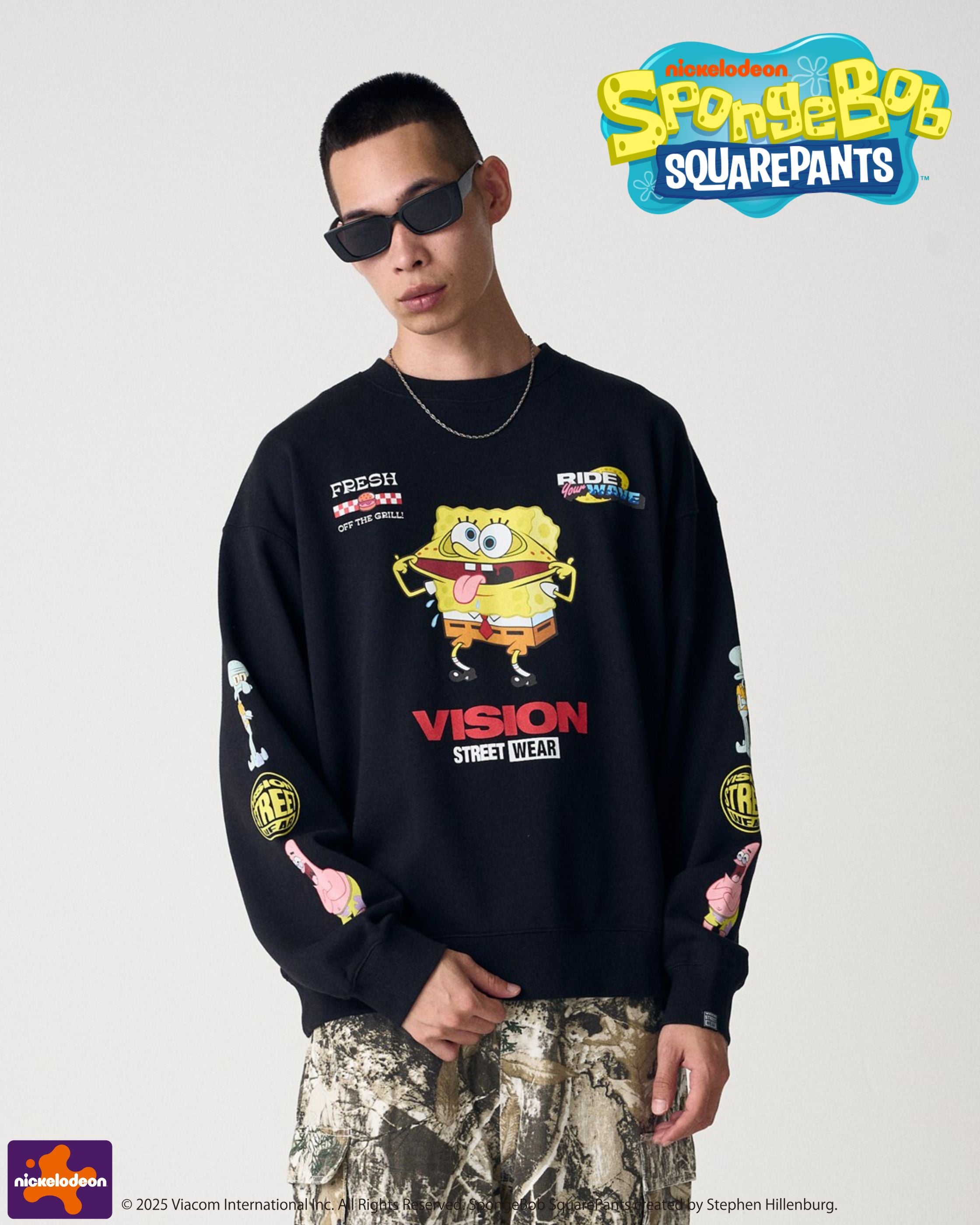 VISION STREET WEAR×スポンジ・ボブ】Racing Sweatshirt / 袖プリント