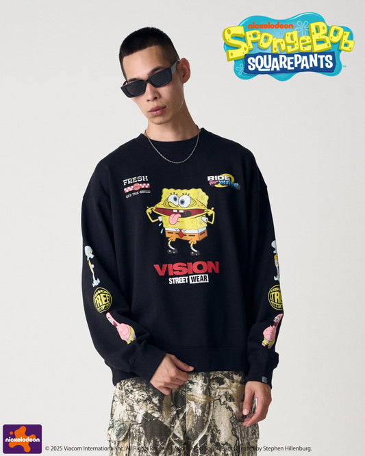 【スポンジ・ボブコラボ】Racing Sweatshirt / 袖プリントコラボスウェット