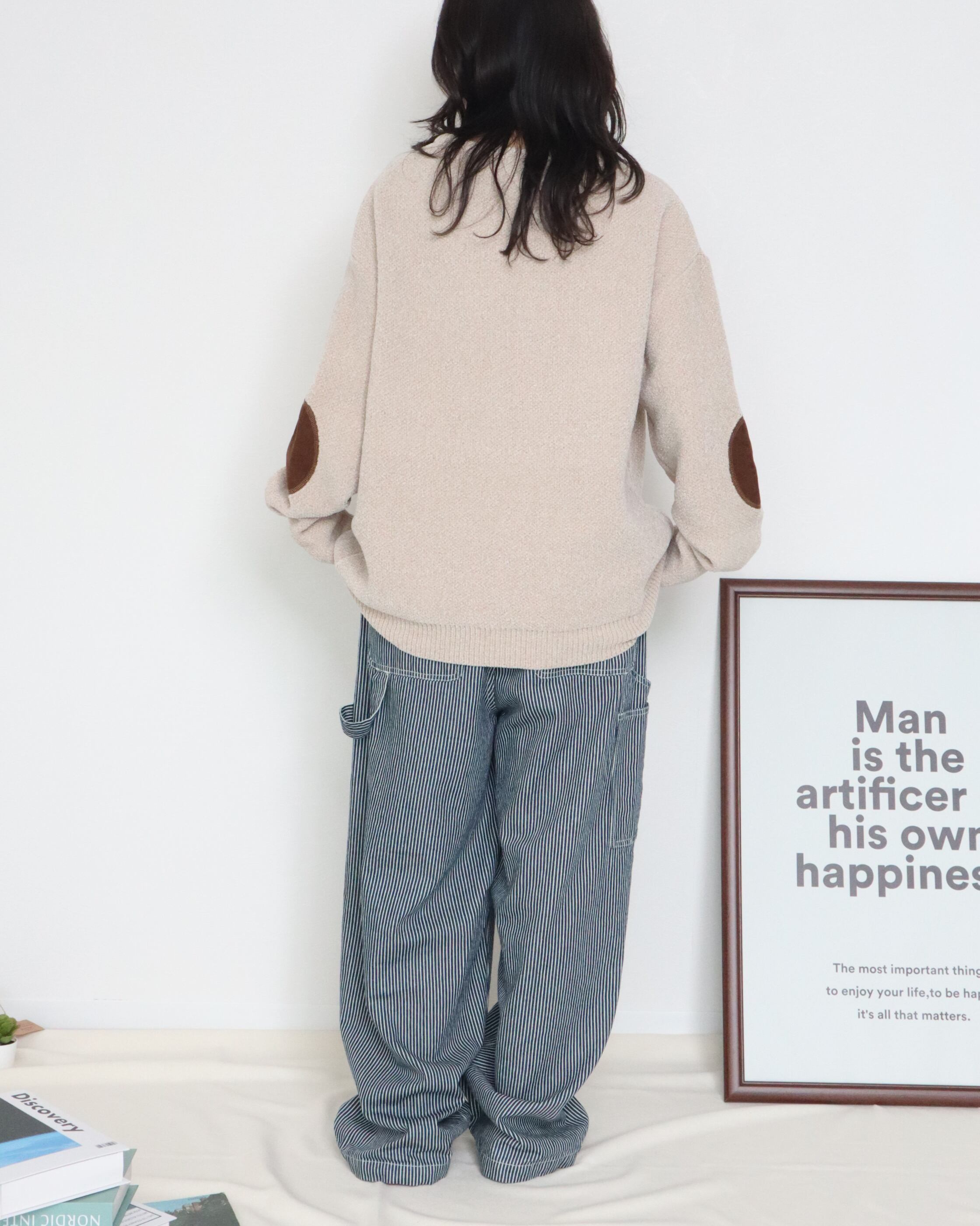 Paul Smith✨️チュニック ニット エルボーパッチ柄 POWER TO THE PEOPLE】エルボーパッチ ジャガードロゴモールニット