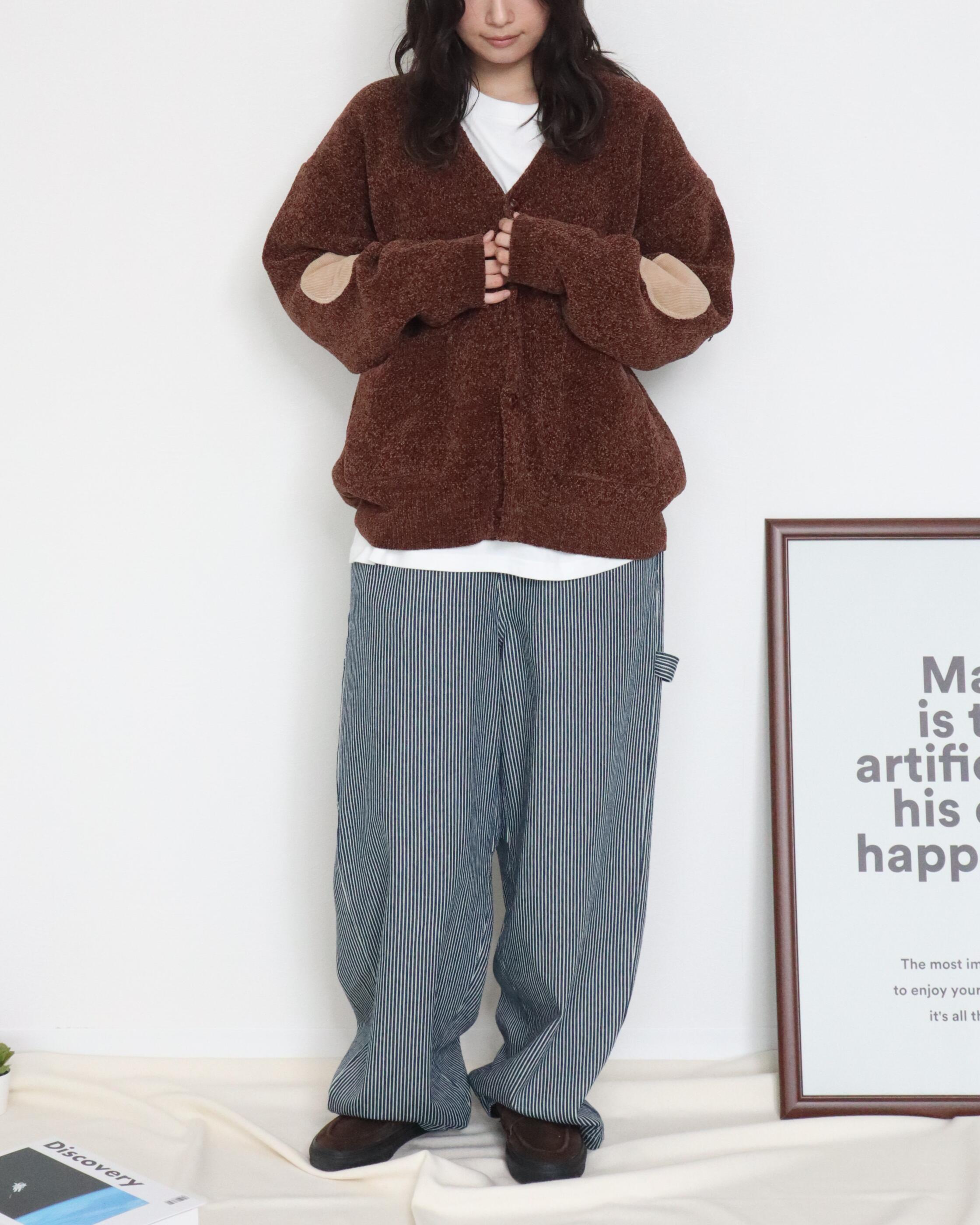 POWER TO THE PEOPLE】エルボーパッチ ジャガードロゴモールニット