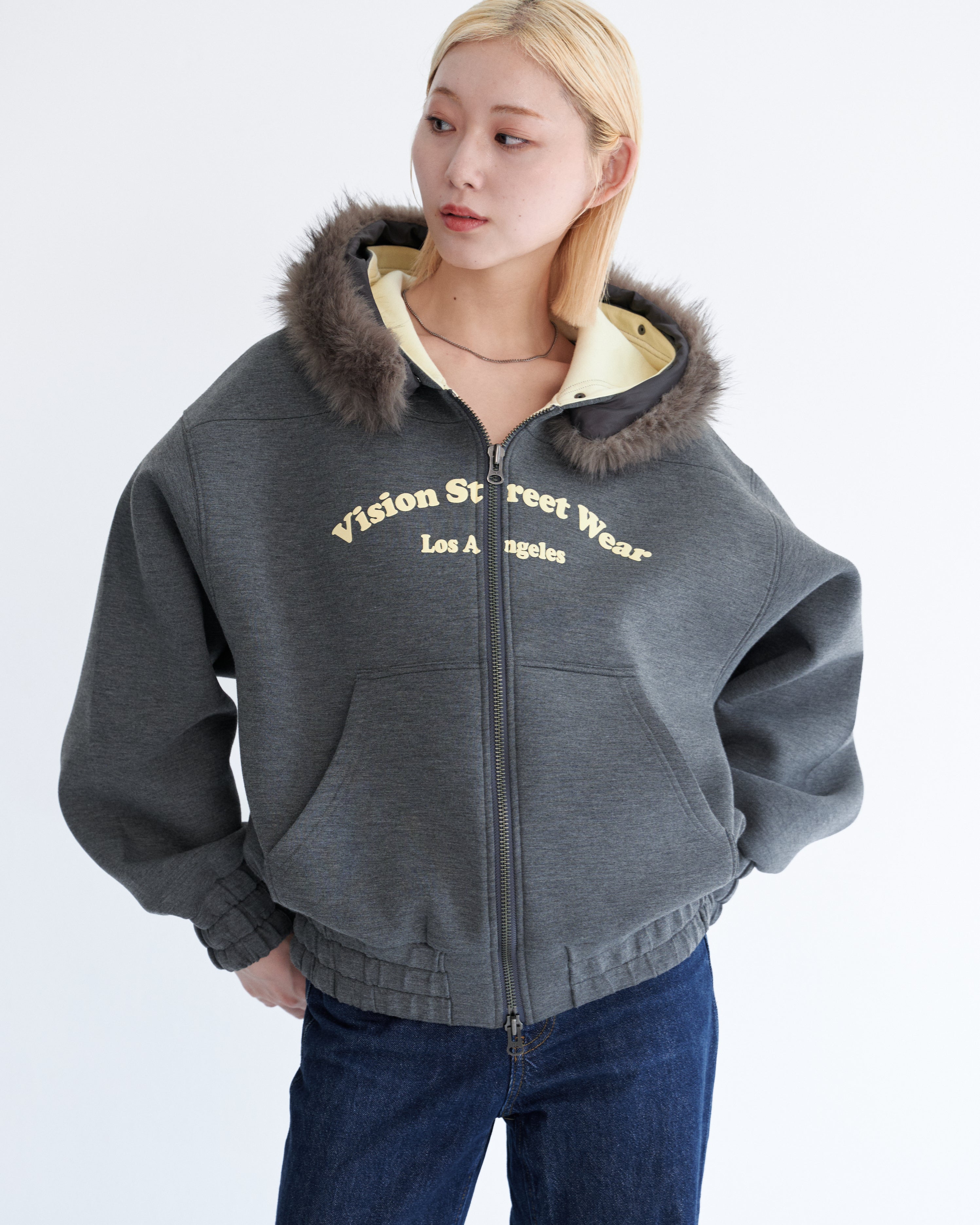 Ponch fur hood zip hoodie / ポンチファーフードZIPパーカー – Ha-Li