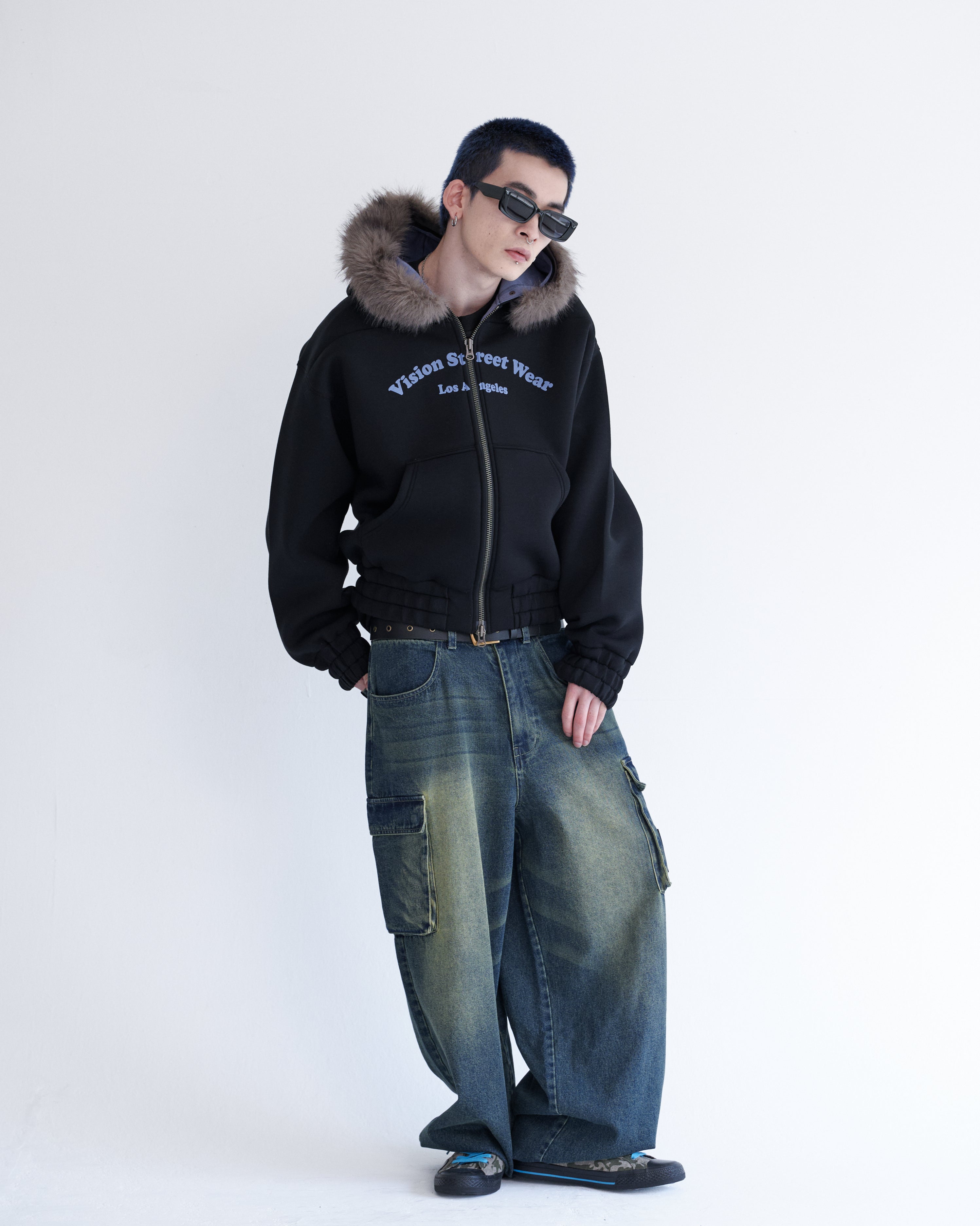 Ponch fur hood zip hoodie / ポンチファーフードZIPパーカー – Ha-Li